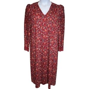 VTG 80s Robert Janan x Saks 5th Ave Red Floral Midi Dress 16 Cottagecore Flowy